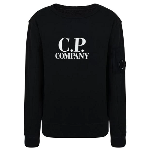 22SS C.P. Company Kids 베이직 플리스 로고 스웨트셔츠 - 블랙