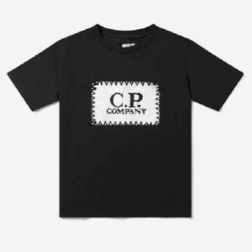 22SS C.P. Company Kids 저지 콘트라스트 라벨 티셔츠 - 블랙